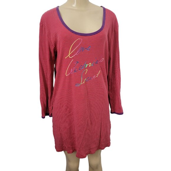 VICTORIA'S SECRET Womens Striped Rainbow Graphic Night Shirt Sleepshirt - Picture 1 of 7
